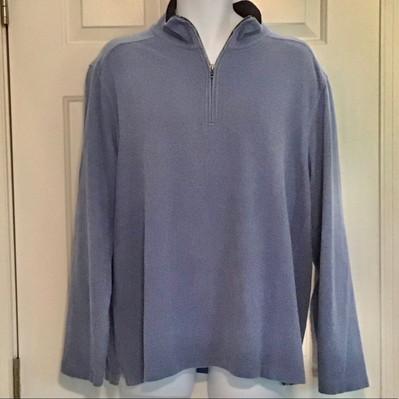 Men’s J.Crew dusty blue cotton 1/4 zip pullover - Picture 2 of 3